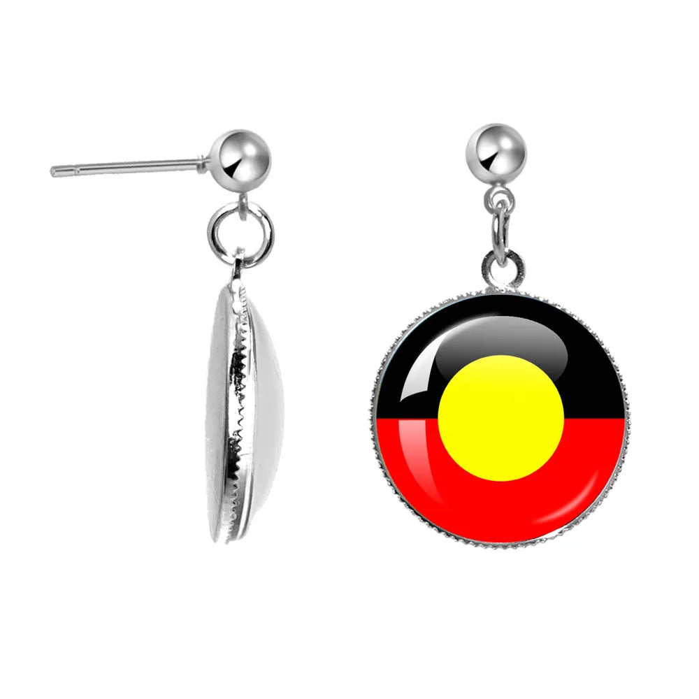 Australian Aboriginal Flag National Emblem Dangle Glass 25mm Key Chain Fashion  Key Chains Glass Cabochon Lady  Key Chains Jewel