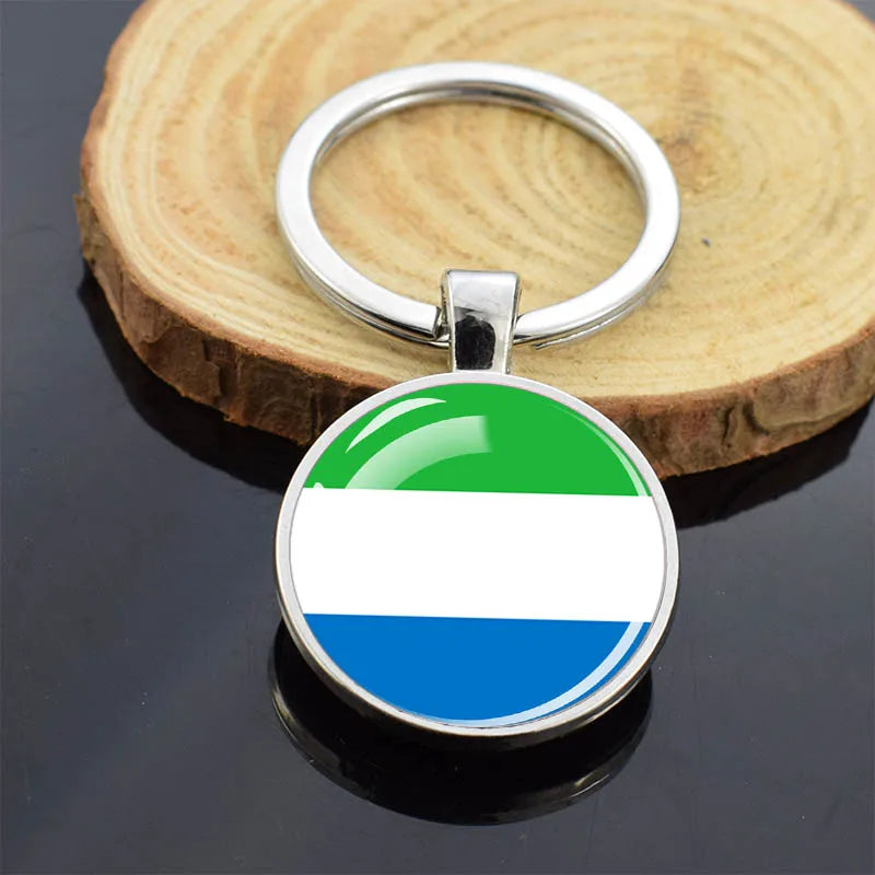 Africa Countries Flag Keychains Double Sided Glass Dome Pendant Key Chains Algeria Somalia Tunisia Morocco Egypt Flag Keyring