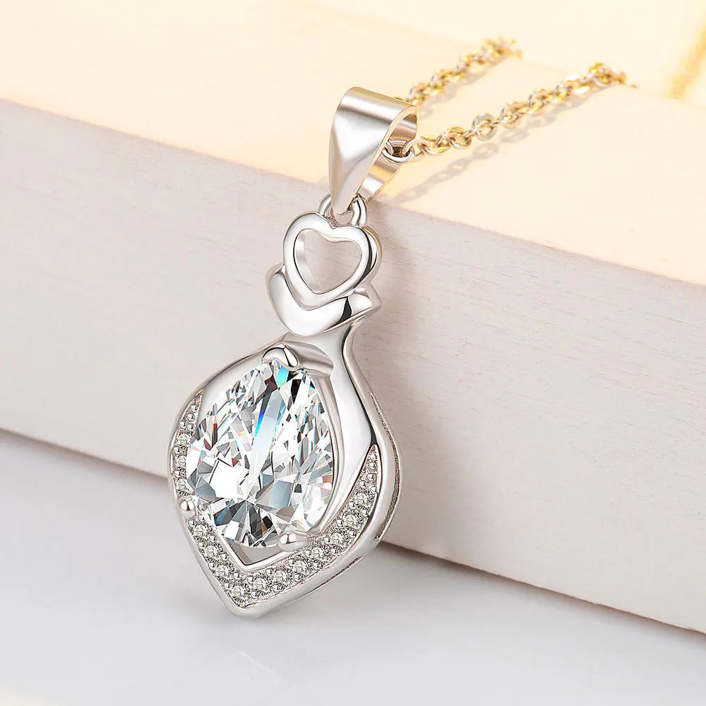 Women's Necklace 925 sterling silver Glowing Firefly Moon Heart Pendant necklace Fashion Day Valentine's Day jewelry gift