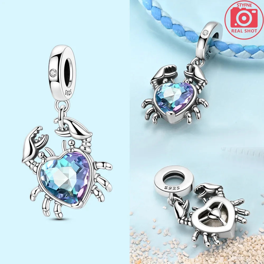 Original Treasure Box Marine Octopus Crab Pirate Charms 925 Silver Beads Fit Bracelet Women Accessories Jewelry Diy Gift Party
