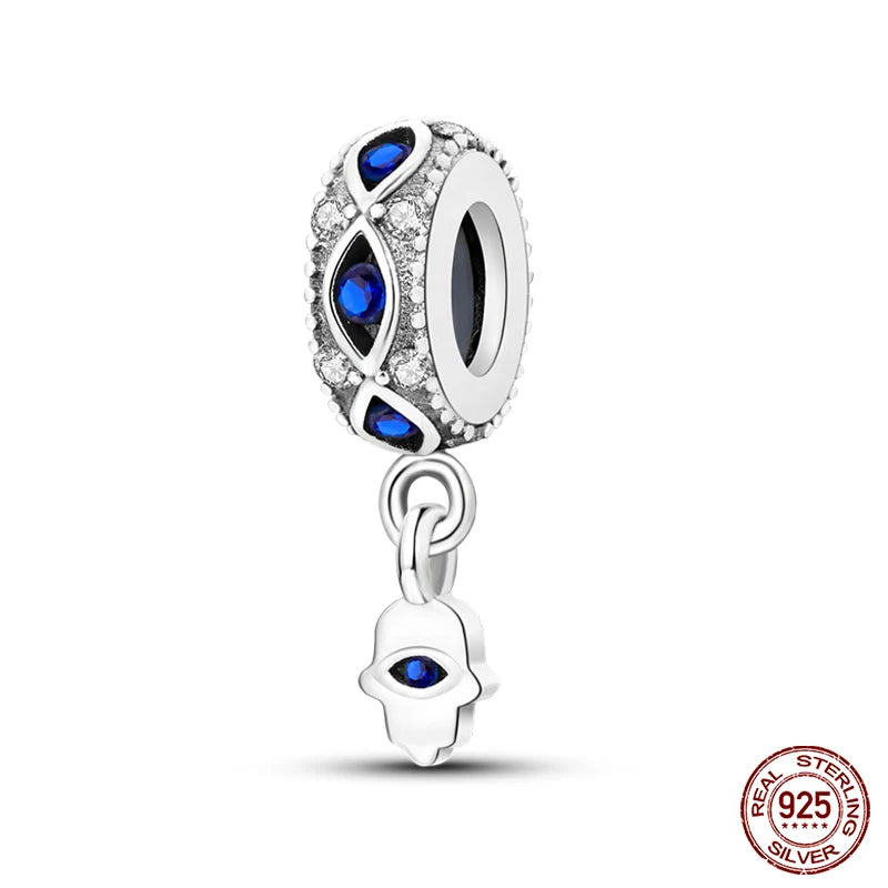 100% Real 925 Sterling Silver Classic Devil's Eye Charms Beads For Women Fit Original Qikaola Bracelets Fine DIY Jewelry Making