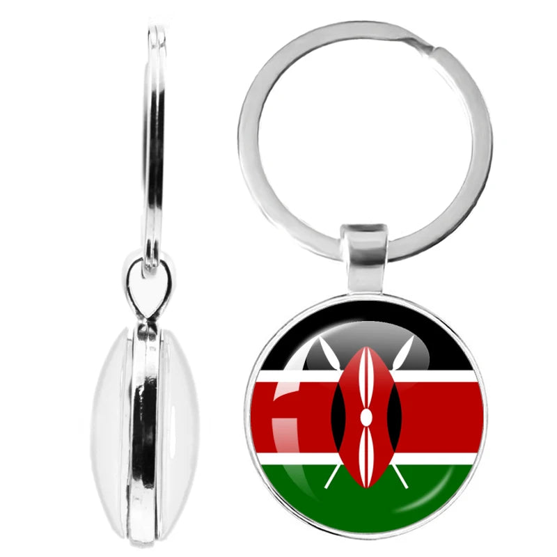 National Flag Glass Double-Sided Keychain Ethiopia Islas Canarias Kenya Sudan Madeira Melilla South Sudan Ceuta Seychelles