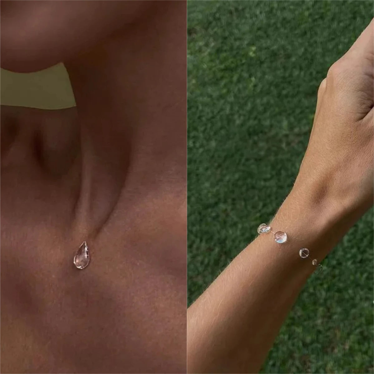 Handmade Water Drop Necklace, Raindrop Earrings, Resin Ice-Clear Dewdrop Jewelry, Alloy Women's Elegant Accessories