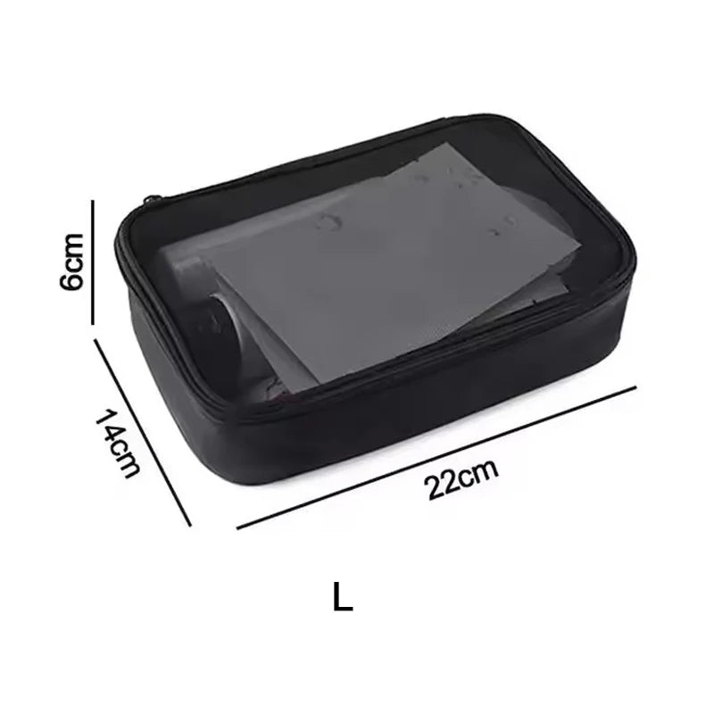 Travel Black Mesh Cosmetic Bag Zipper Makeup Bag For Women Wash Toiletry Bag Makeup Organizer Portable Storage Pouch