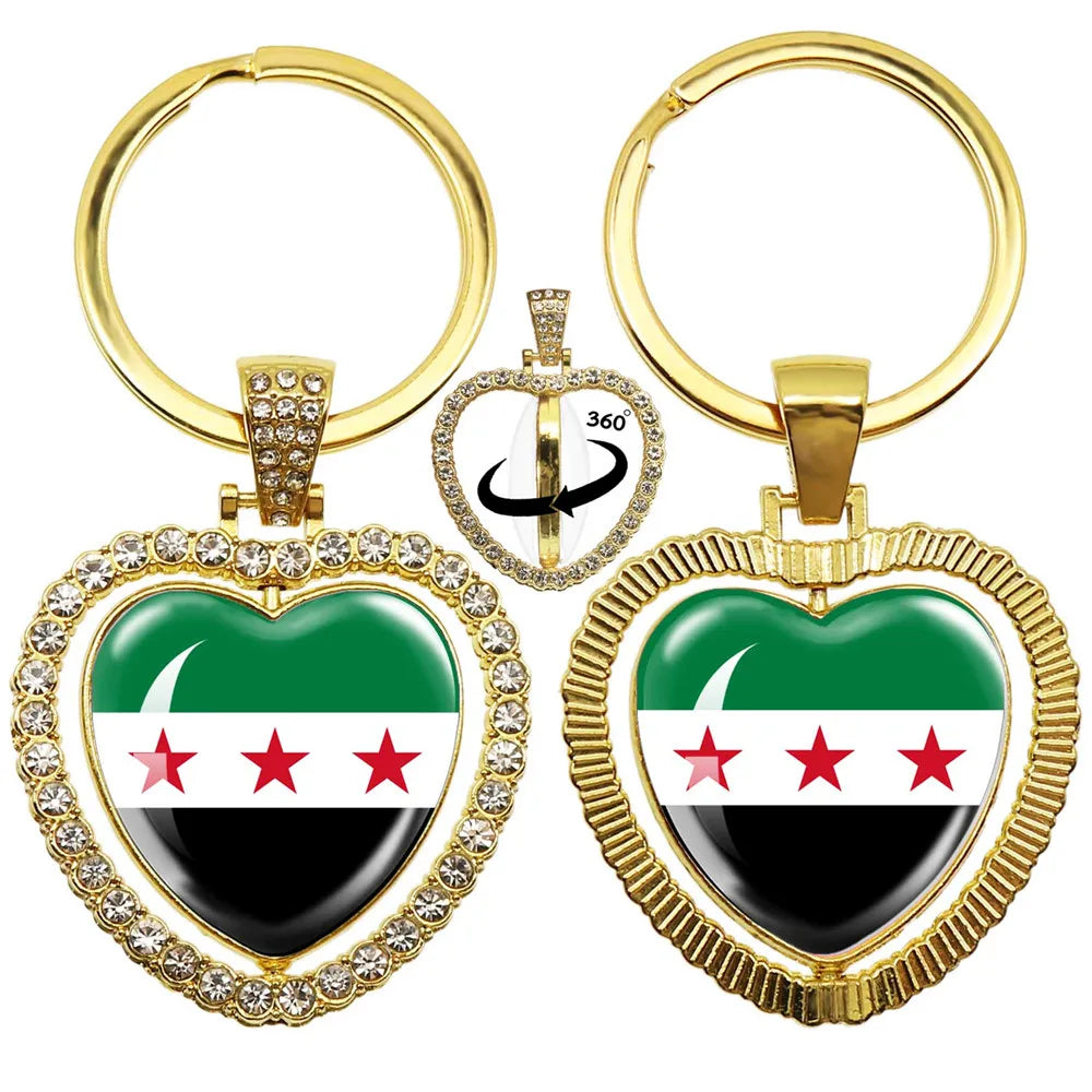 Syria National Flag Glass Cabochon Pendant Keychain Metal Keychain Fashion For Women Men Charm Handmade Car Keyring Jewelry Gift