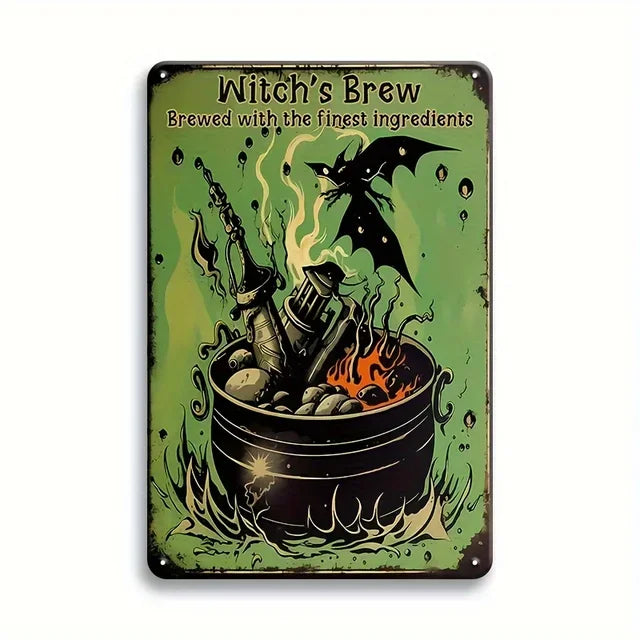 Vintage Metal Tin Sign  The House Witch Rules Halloween Decoration  Retro Wall Art for Home Room Restaurant Decor