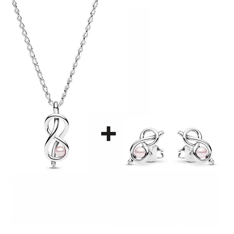 S925 Silver Valentine's Day Red Heart Charm Earring Snowflake Earrings Bow Heart Necklace DIY For Women Fine Jewelry Gift