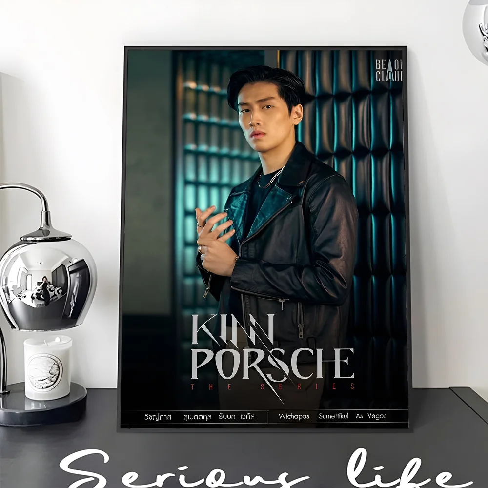 KinnPorsche The Series Movie  Self-adhesive Art Poster Fancy Wall Sticker for Living Room Bar Decoration Decorative Painting
