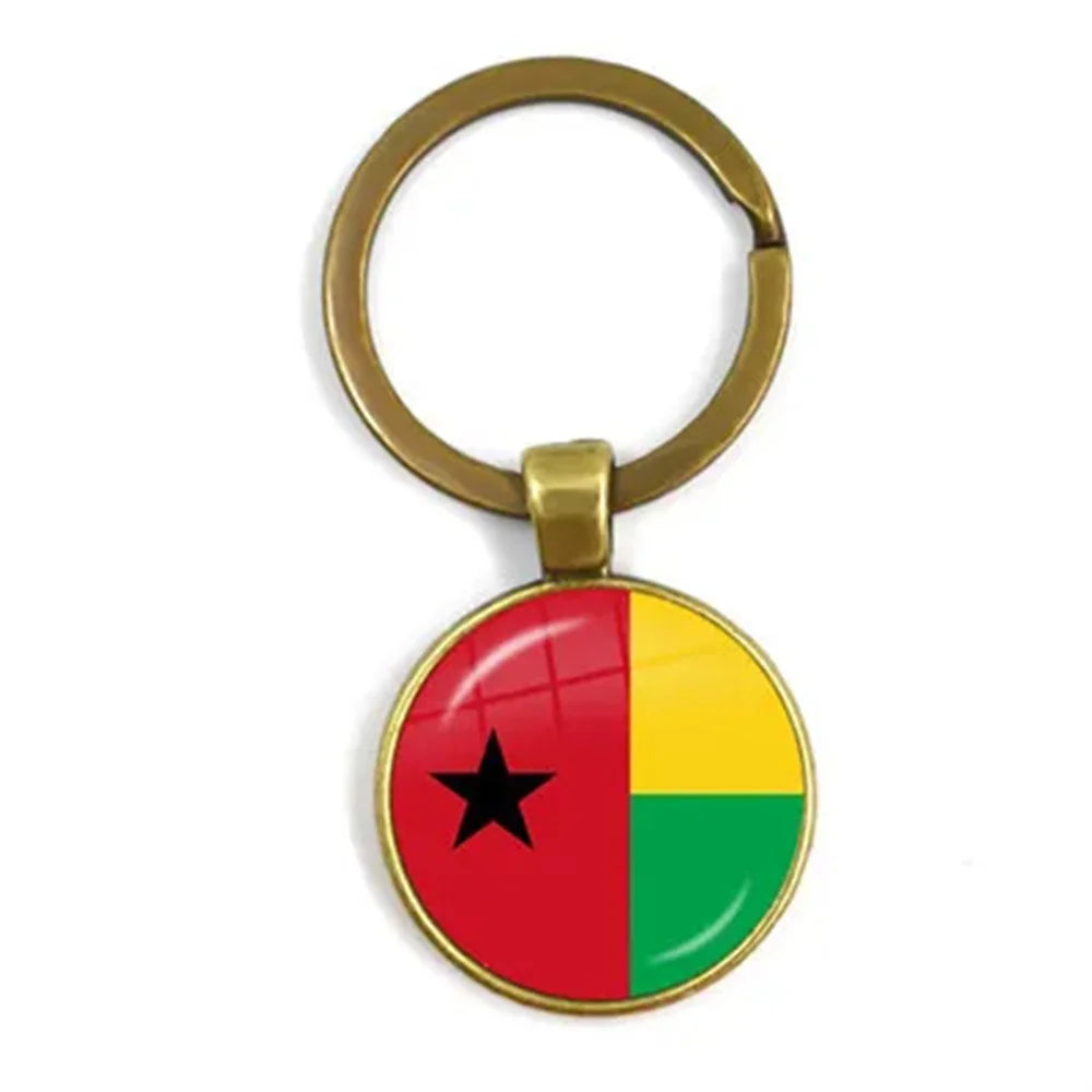 Western Sahara,Guinea,Saint Helena,Niger,Guinea-Bissau,Benin National Flag Keychain 25mm Glass Cabochon Key Rings For Gift