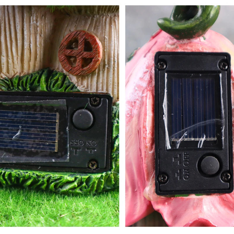 Garden Solar Night Light Mushroom House Flower Outdoor Courtyard Landscape Decoration Ornaments Resin Crafts Porch Accessories