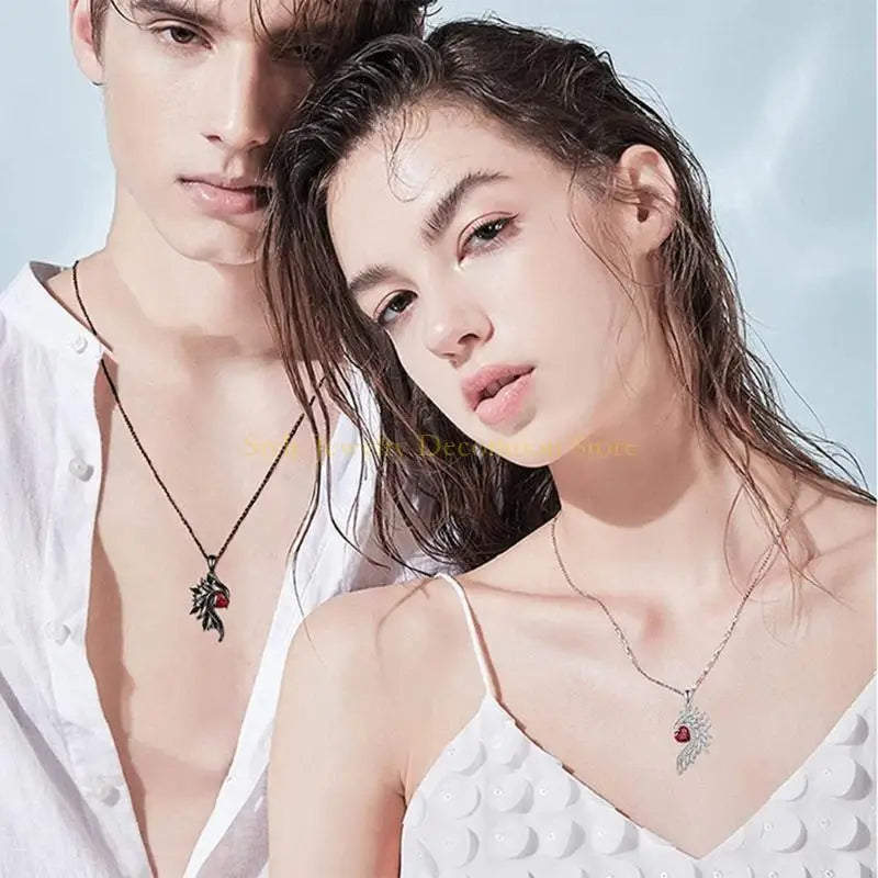 D46E Pendant Necklaces Angel Devil Wing Pendant Necklace Jewelry Alloy Material