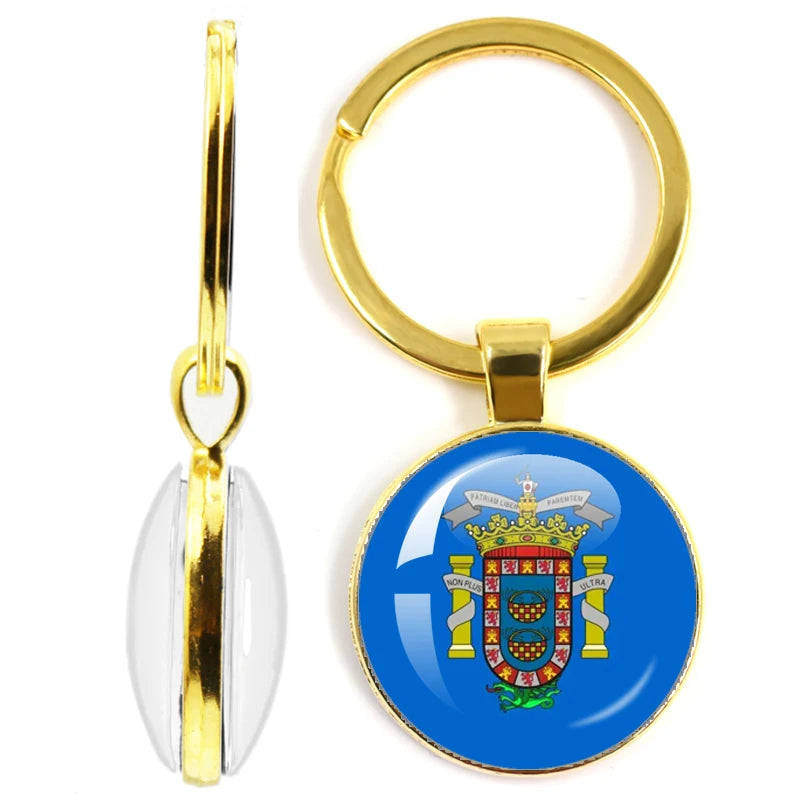 National Flag Glass Double-Sided Keychain Ethiopia Islas Canarias Kenya Sudan Madeira Melilla South Sudan Ceuta Seychelles