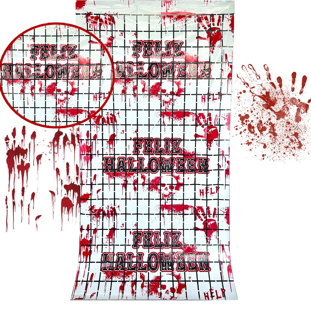Halloween Decor Party Supplies Rain Squares Curtain Halloween Hanging Decorations Frightening Background Curtains Wall Props