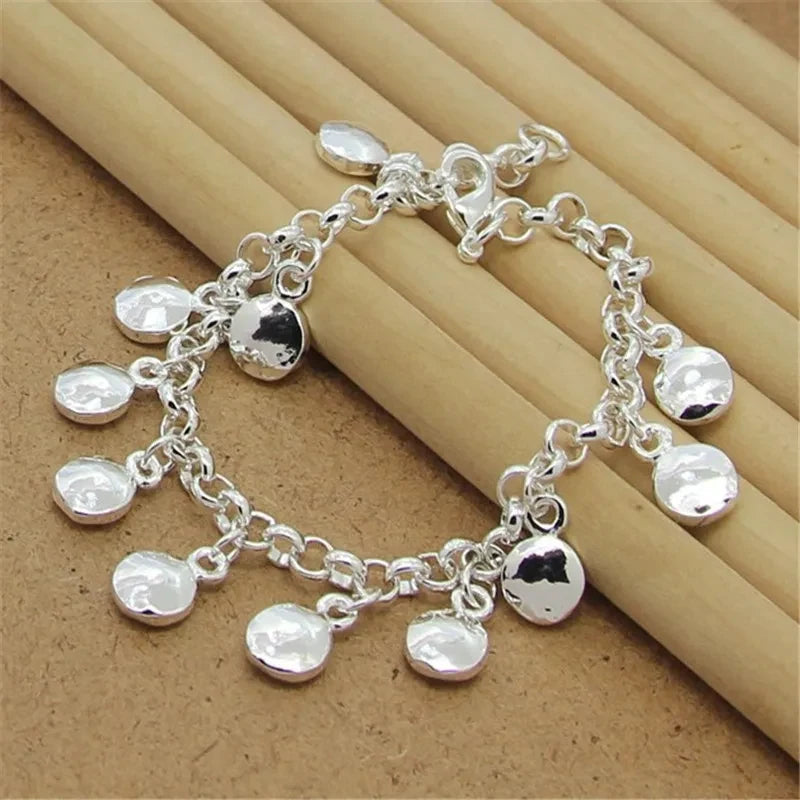 New High-end Women's Mens Fine S925 Sterling Silver Bracelet Fashion Jewelry Gift Men's 10MM Square Beautiful Gem