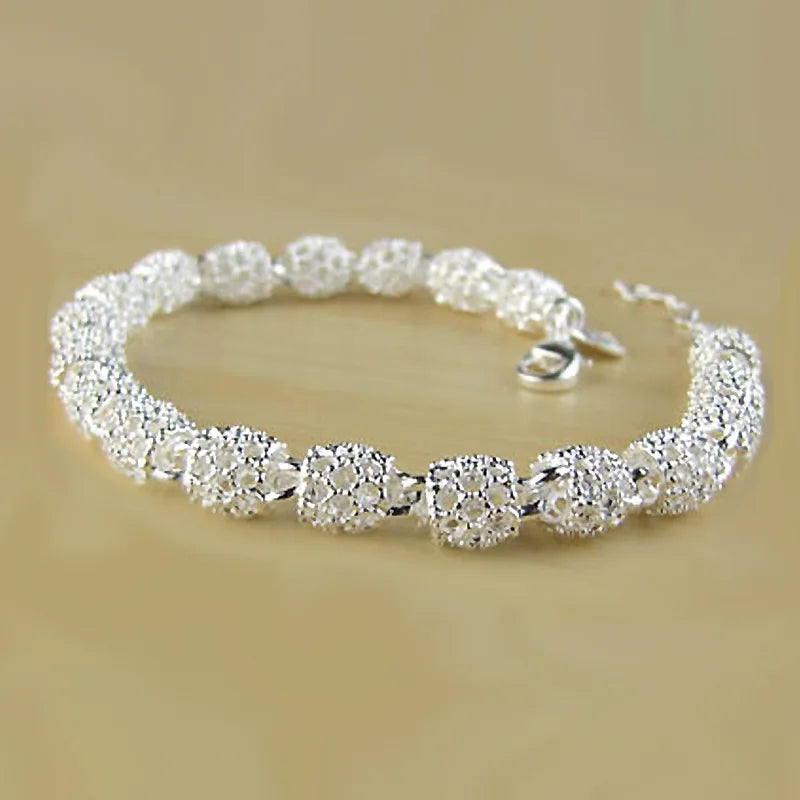 New 925 Sterling Silver Bead Heart High Quality Romance Bracelet Chain For Women Engagement Party Wedding Jewelry Gift