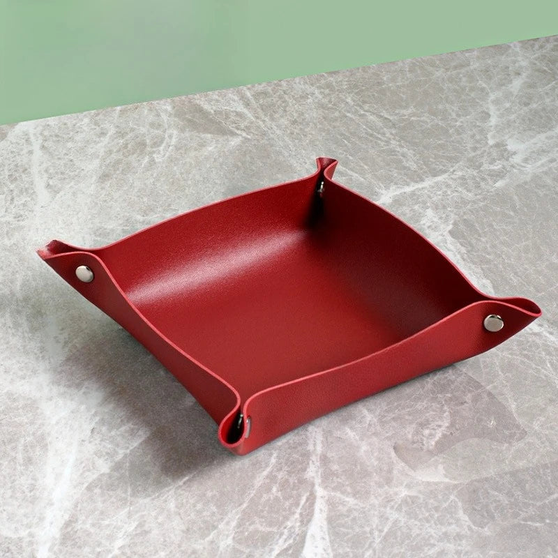 1pc Storage Box Desktop Key Wallet  Tray Valet Trinket Plate Folding Home Decoration Organizer Case