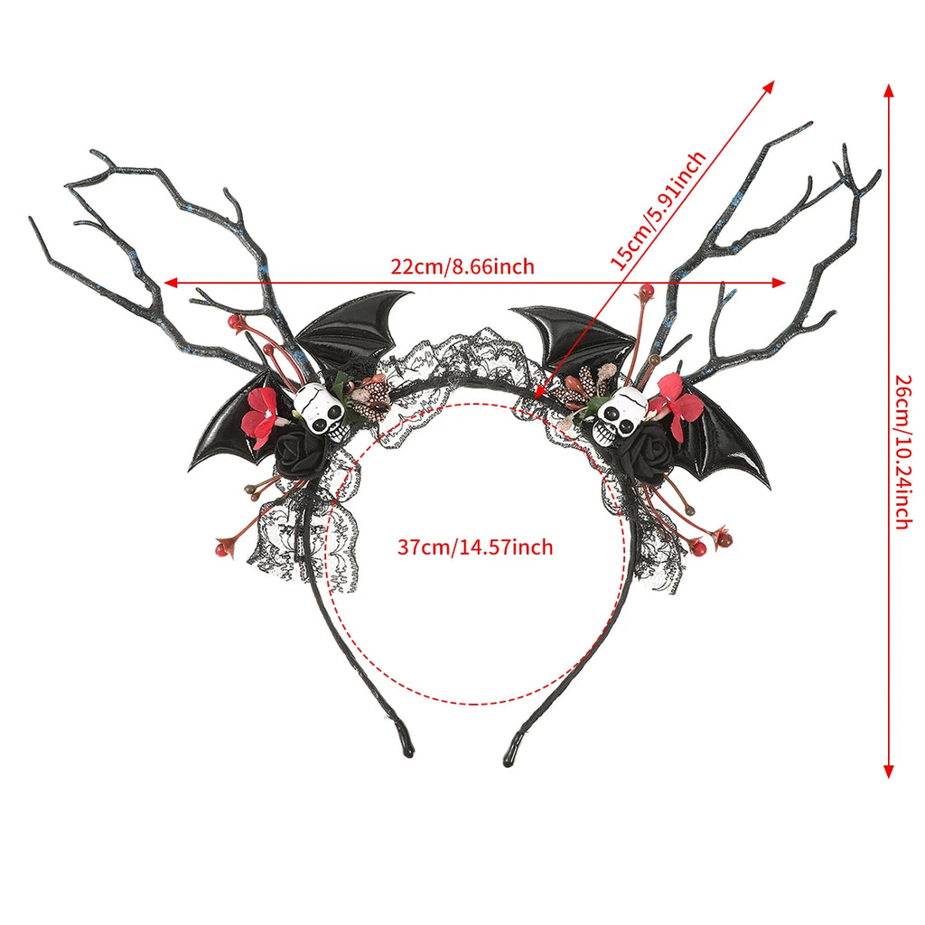 AWAYTR Halloween Scary Skeleton Headbands Mesh Plastic Pumpkin Wide Headband Hair Accessories For Women Festival Headwear