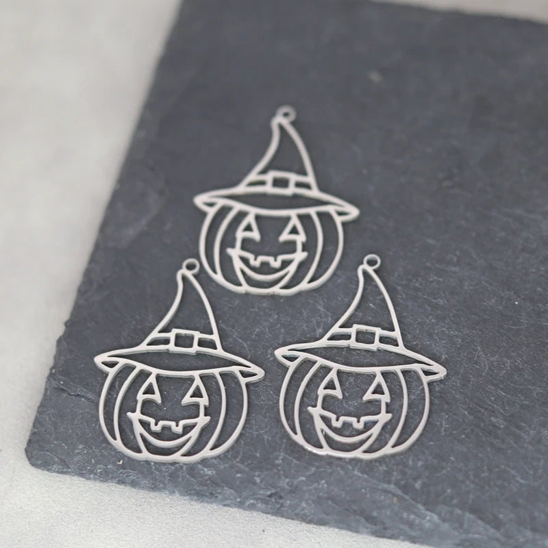 3pcs DIY Vintage Tassels Earring Pumpkin Stainless Steel Pendant Charms for Jewelry Making Necklace Women Girl Halloween Gifts