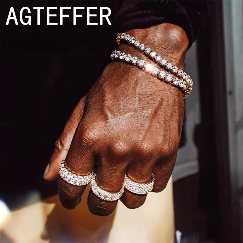 925 sterling silver Tennis Bracelet 2/4mm Cubic Zirconia for Women Mens Crystal Chain on The Hand Hip-hop Streetwear Jewelry