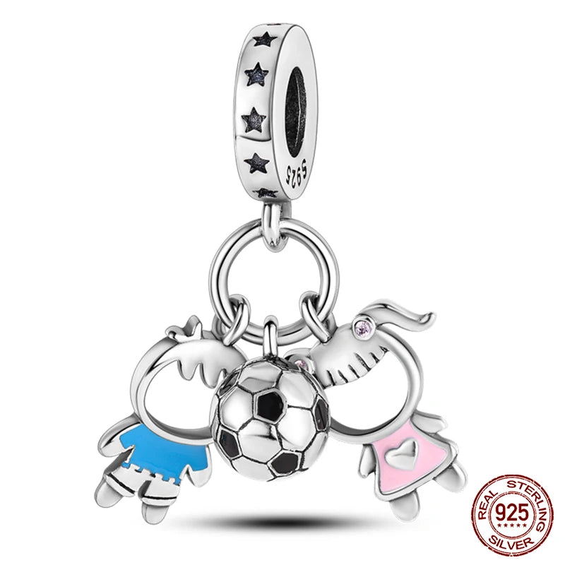 Real 925 Sterling Silver Pink Series Heart Charms Beads Fit Qikaola 925 Original Bracelets DIY Mother's Day Jewelry Gift For Mom