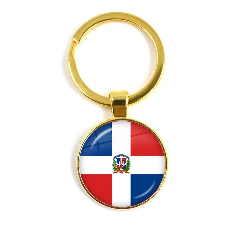National Flag Round Keychain Korea, Serbia, Russia, Slovenia, Argentina, the United States, Turkey, Spain, Dominica Keyring Gift