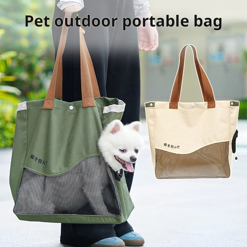 Breathable Pet Carrier Bag Handheld Shoulder Tote Small Medium Dogs Cats Oxford Canvas Portable Outdoor Travel Pack Pet Supplies