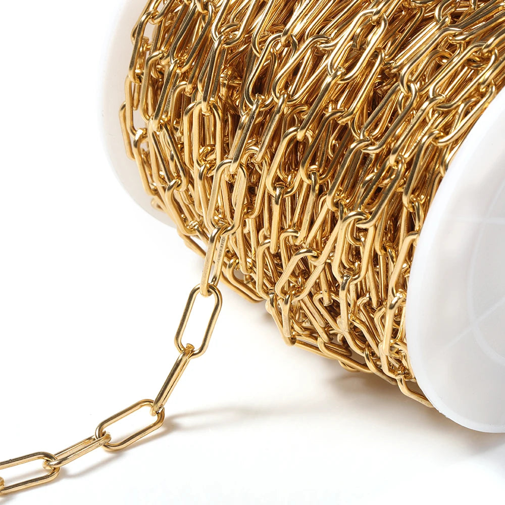 1meter Gold Stainless Steel Chain Multi Styles Star Thick Cable Curb Chains for Necklace Bracelet Jewelry Making DIY No Fade