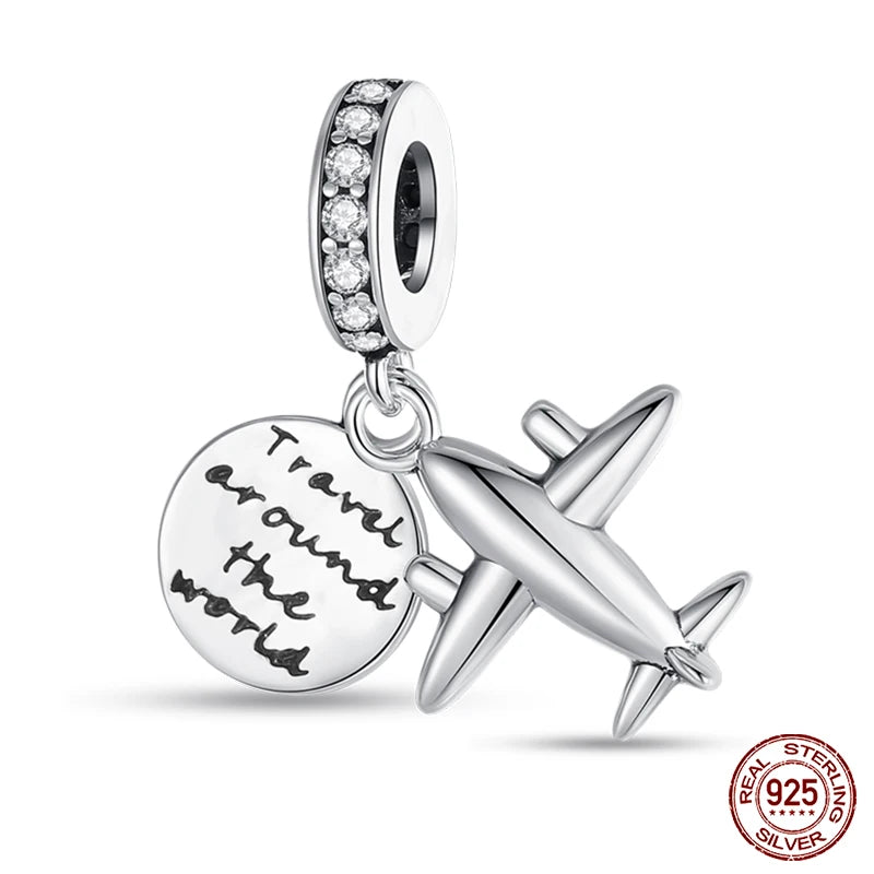 100% 925 Sterling Silver Hot Air Balloon Suitcase Graduation Travel Series Charm Beads Fit Qikaola Original Bracelet DIY Jewelry