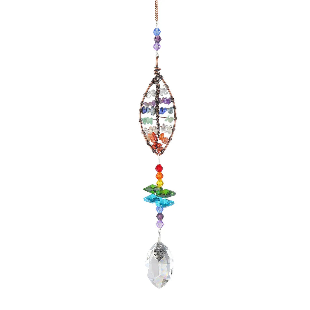 Crystal Light Catcher Tree of Life Crystal Ornament Rainbow Maker Crystal Prism Chakra Pendant Window Home Garden Decor