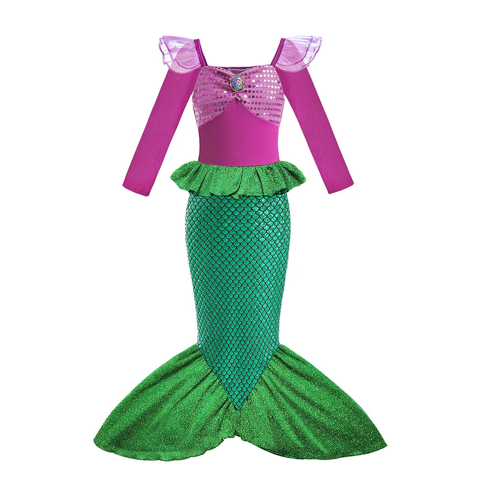 Summer Mermaid Dress Girls Kids Cosplay Dresses Princess Costume Perform Clothes Birthday Party Halloween Clothing