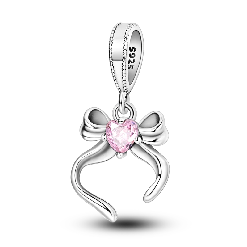 2025 Hot Sale Charms Bead 925 Sterling Silver Pink Butterfly Luminous Firefly Dangle Fit Bangle Bracelet Necklace DIY Jewelry