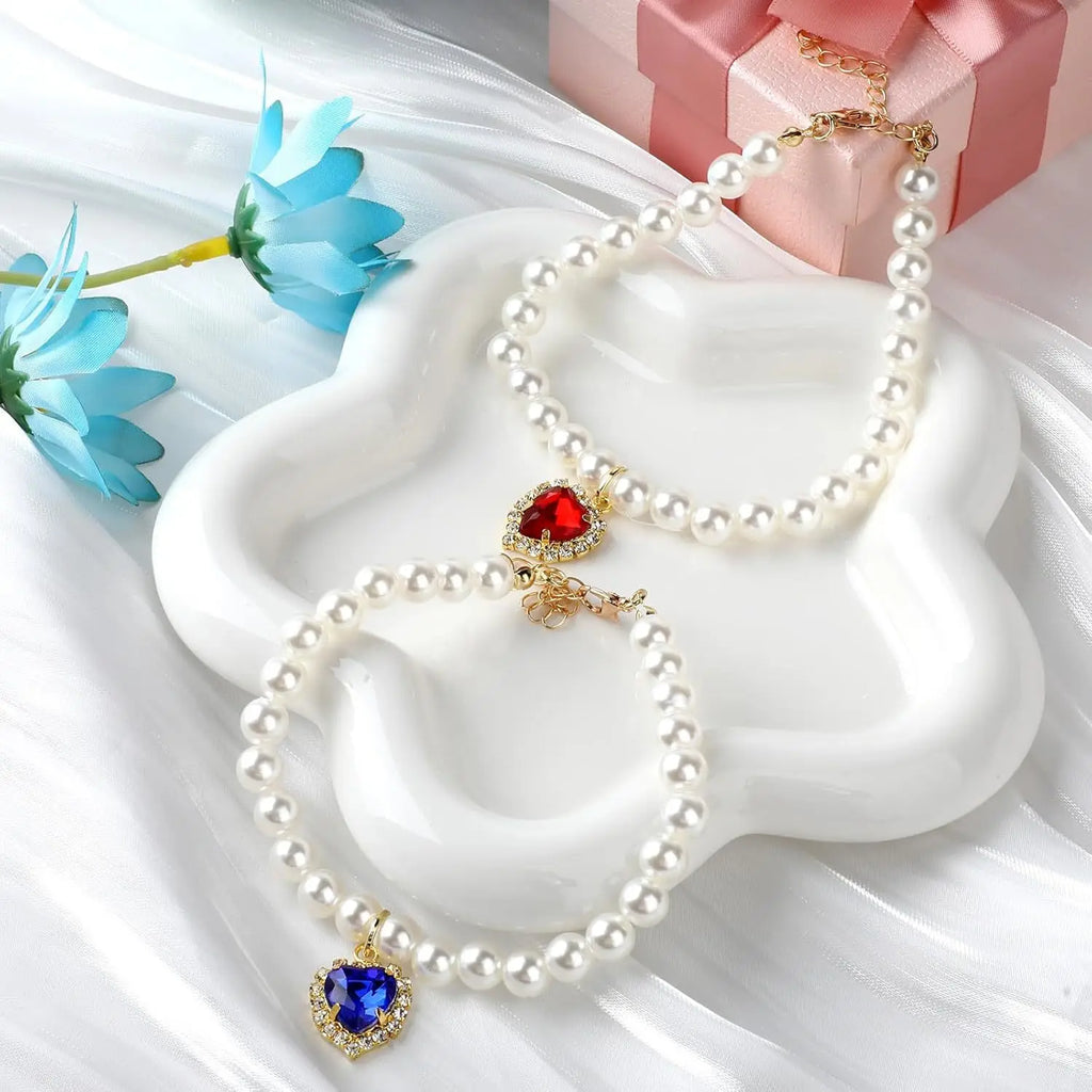 New Cat Collar Decoration Pet Cute Exquisite Neck Kitten Adjustable Summer Cat Necklace High Simulation Pearls Pet Supplies