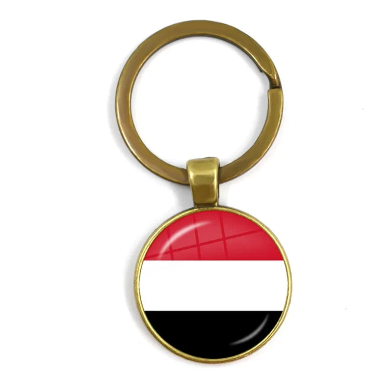 Iraq, Yemen, Nepal, Bangladesh, Maldives, Lebanon Flag Keychain 25mm Glass Keychain As a Gift To Friends  Gift