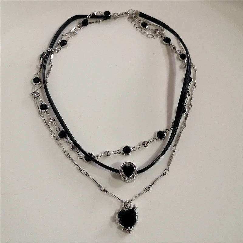 New Y2K Goth Harajuku Vintage Black Heart Star Choker Necklace Egirl Aesthetic 2000s EMO Grunge  Charm Jewelry Scene Accessories