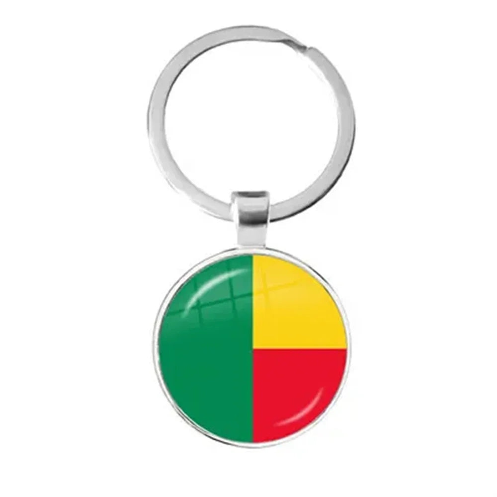 Western Sahara,Guinea,Saint Helena,Niger,Guinea-Bissau,Benin National Flag Keychain 25mm Glass Cabochon Key Rings For Gift