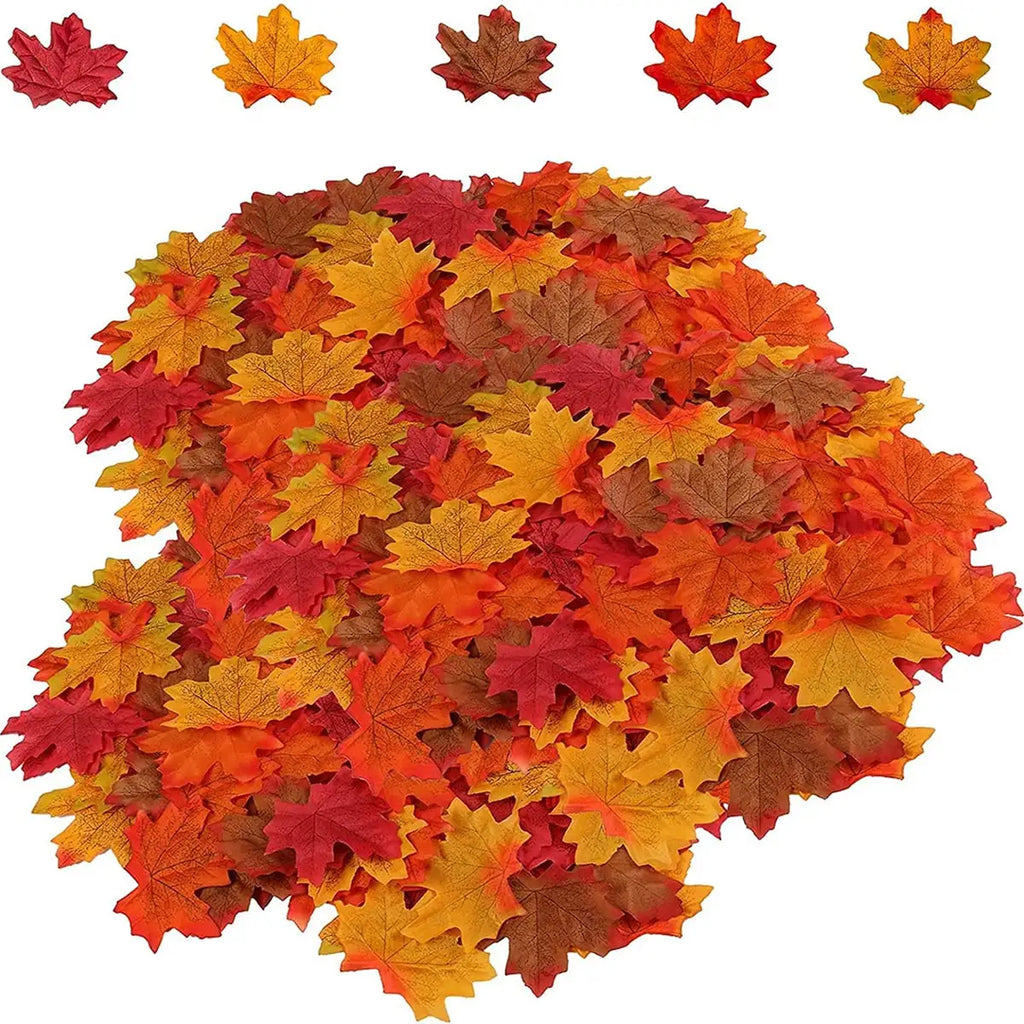 50-500PCS Artificial Maple Leaves Autumn Leaf Garland for Halloween Fall Decor Party Festival Thanksgiving Table Decorations