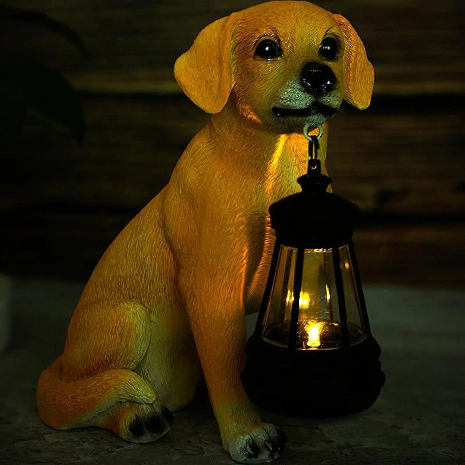 Garden Statue with Solar Lantern Figurine for Outside Lawn Garden