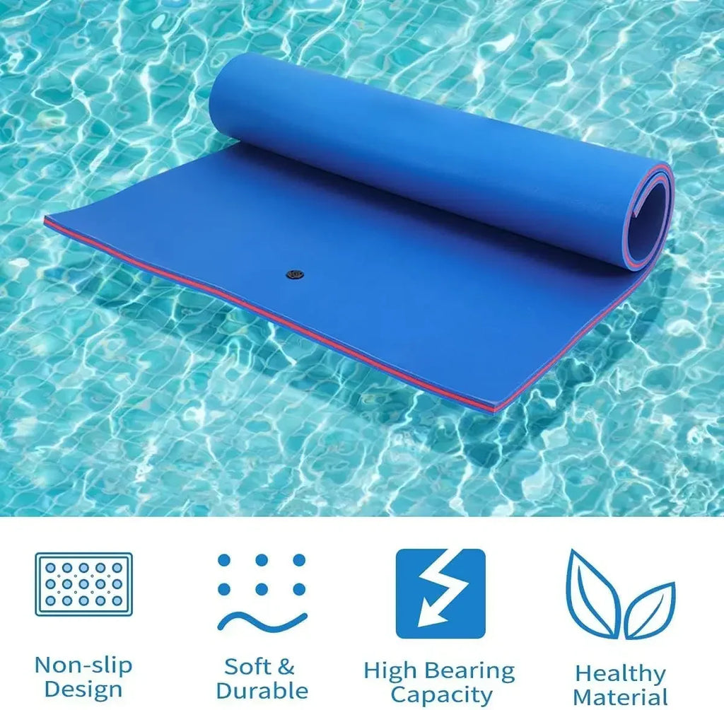 [Limited Stock, Buy Now!]Floating Water Pad Mat, 3 Layers XPE Foam 9/12/18 Ft Lily  for Beach, Ocean, Lake, Roll-Up Floating