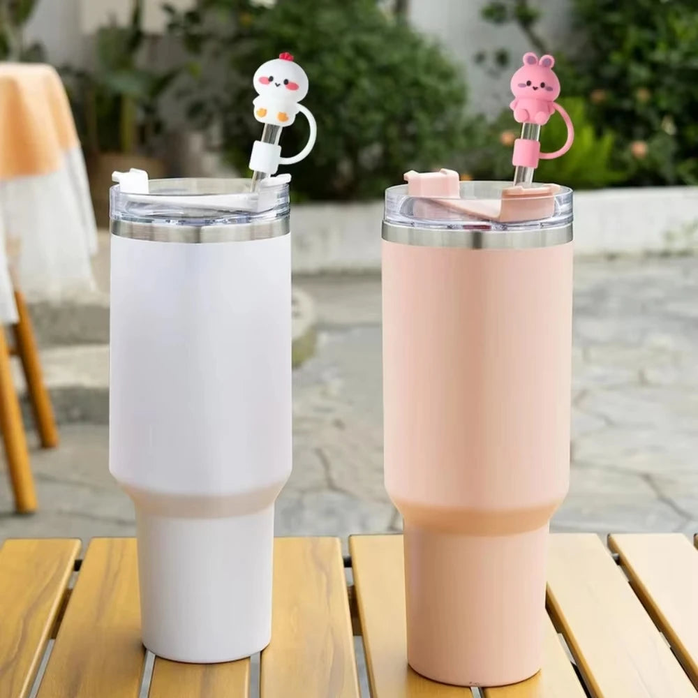 5/10pcs Straw Cover Cap Reusable Silicone Dust-Proof Animal Shape Straw Topper Compatible With 30/40oz Tumbler Handle Tips Lid