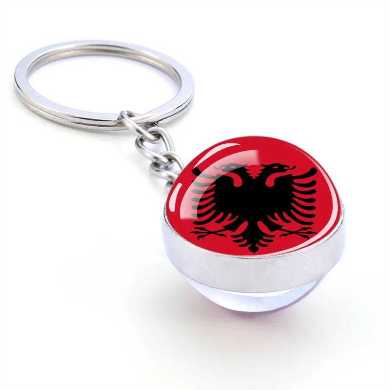 Europe Countries Flag Glass Ball Keychain Russia France Spain UK Italy Poland Ukraine Flag Keyring Travel Gift