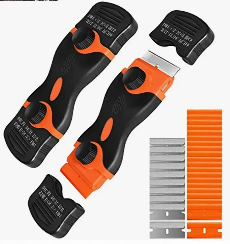 Plastic & Metal Razor Blade Scraper, Window Glass Cleaner, Vinyl Film & Adhesive Remover Tool for Car & Home