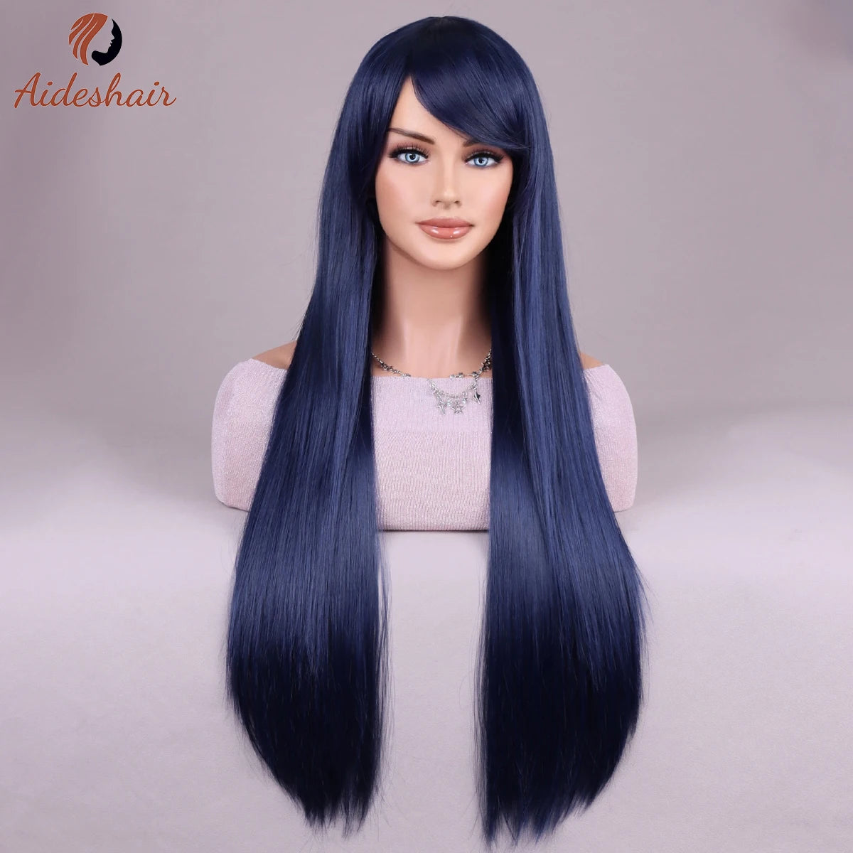 Halloween wine-red European and American long straight wig for women heat-resistant fiber synthetic wig for daily Cosplay