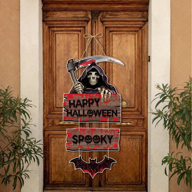 Halloween Party Door Decorations Horror Pumpkin Ghost Bat Hanging Pendent paper Sign for Home Halloween Festival Party Decor