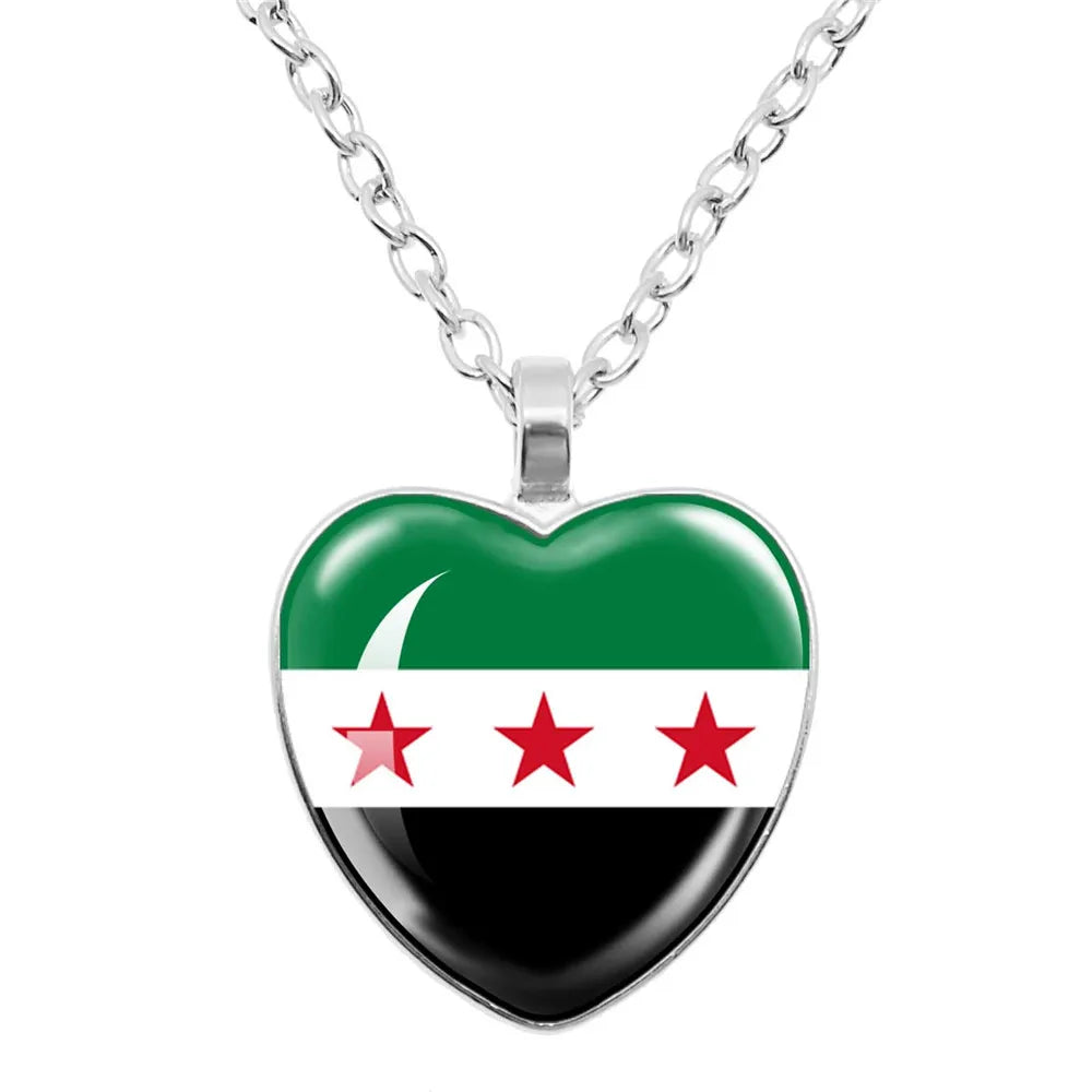 Syria National Flag Glass Cabochon Pendant Keychain Metal Keychain Fashion For Women Men Charm Handmade Car Keyring Jewelry Gift