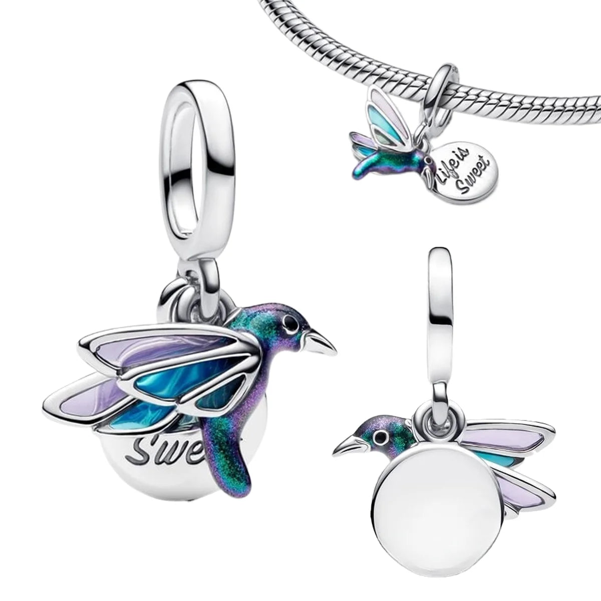 Pink Bow Ring Set Original 925 Sterling Silver Colorful Zircon Ring Earrings Bracelet Necklace Original DIY Women's Jewelry Gift