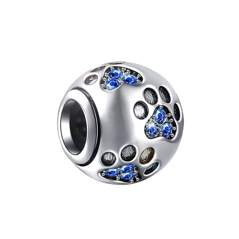 New 925 Sterling Silver Pet Series Dog Paw Print Dog House Charm Of Chain Beaded Fit Original Pendant Bracelet Ladies Jewelry