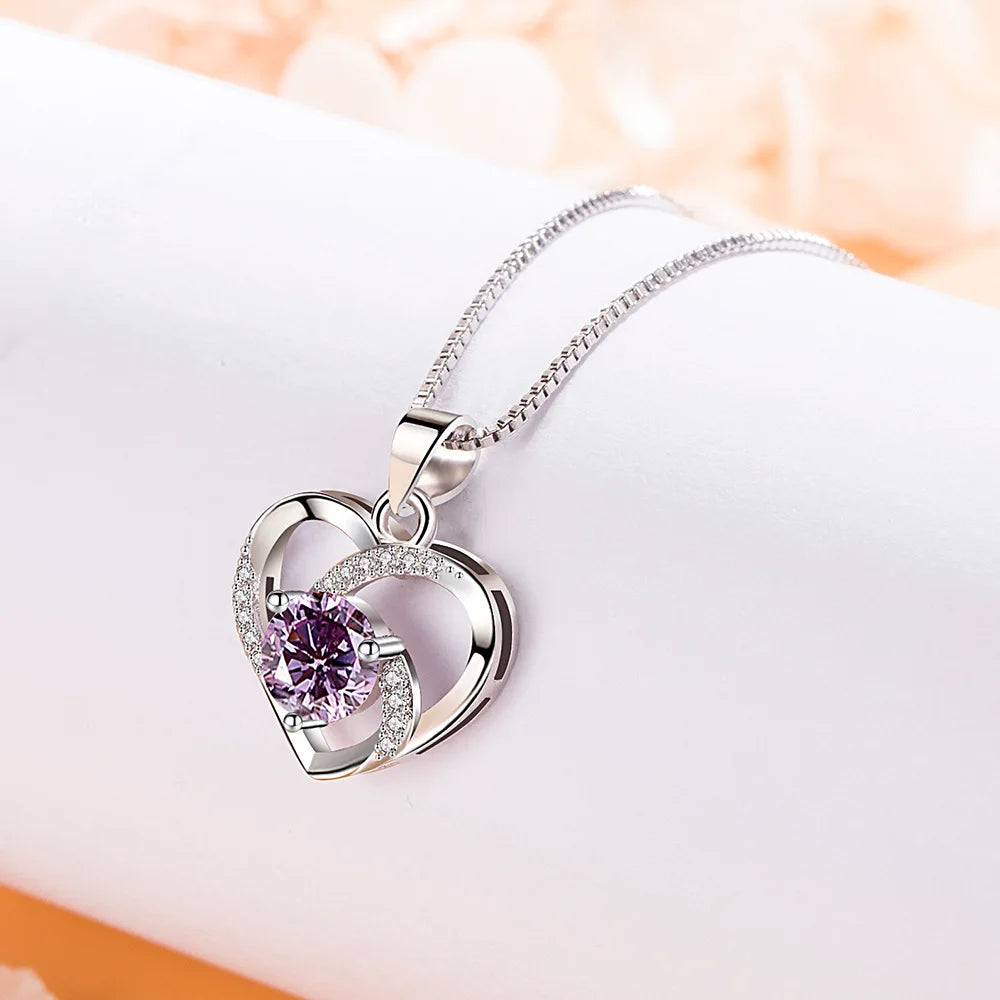 Women's Necklace 925 sterling silver Glowing Firefly Moon Heart Pendant necklace Fashion Day Valentine's Day jewelry gift