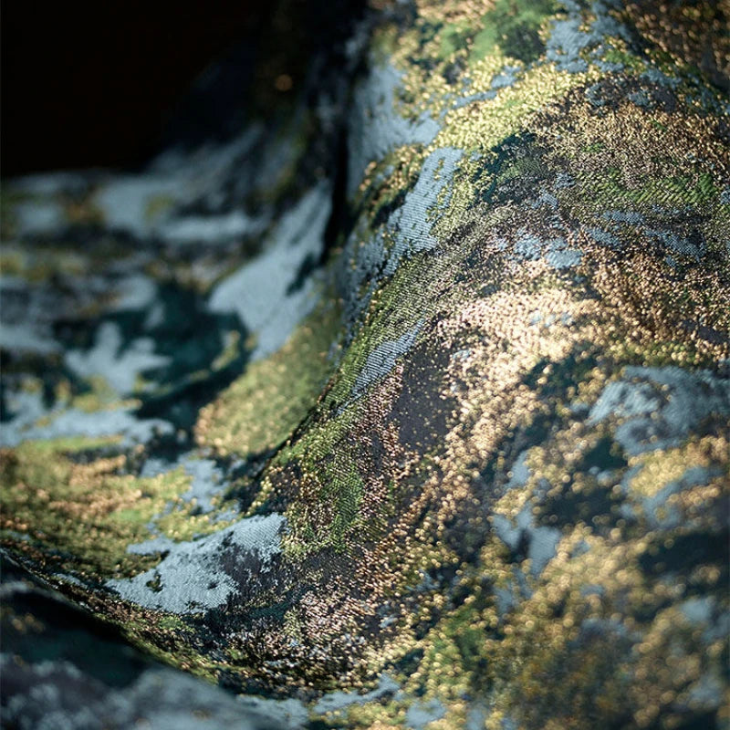 Light Retro New Chinese Double-sided Texture Blue Ink Gilded Jacquard Fabric Creative Top Gift Clothing Designer Fabric