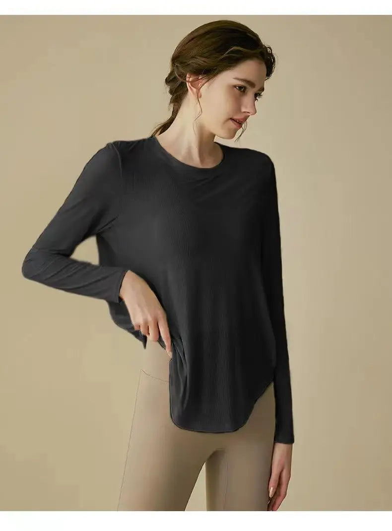 gym Sports Top T-shirt Women Yoga Clothing Running Loose Slim Quick Dry Training Long Sleeve Thin Blouse Fitness Tops Autumn Gym