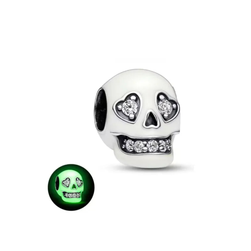 Miniso Scared Skeleton Ghost Series 925 Sterling Silver Charm Halloween hat Bead Fit Women Original Bracelet Jewelry For Gift
